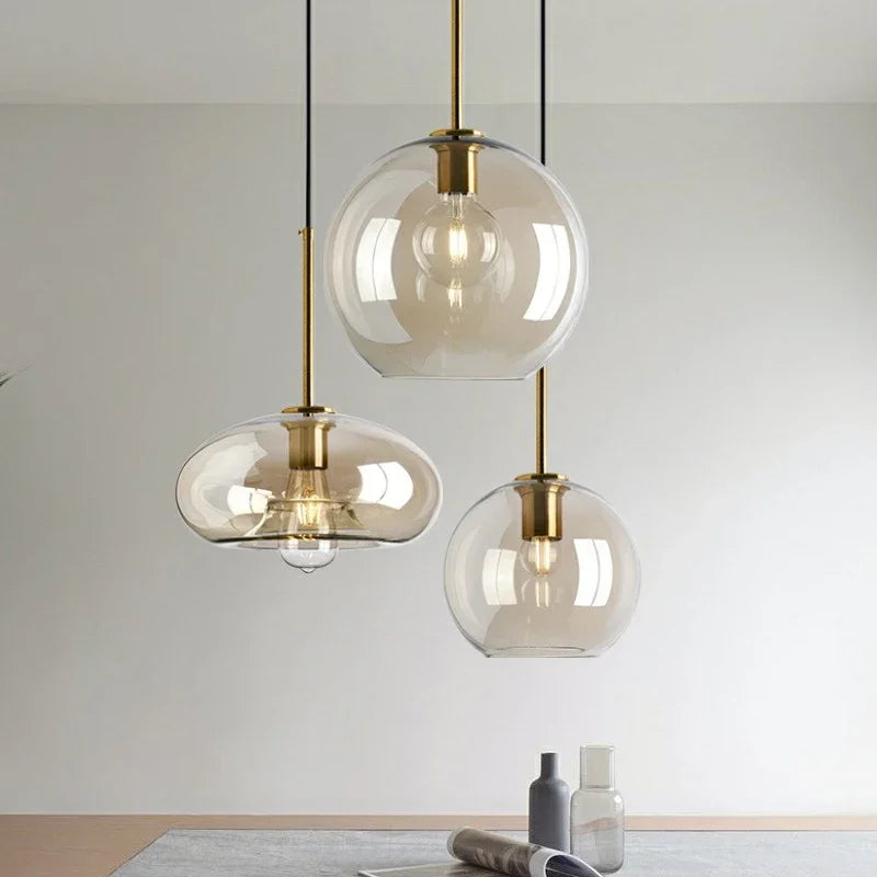 Suspension nordique verre teinté LED Maison de la Lumière