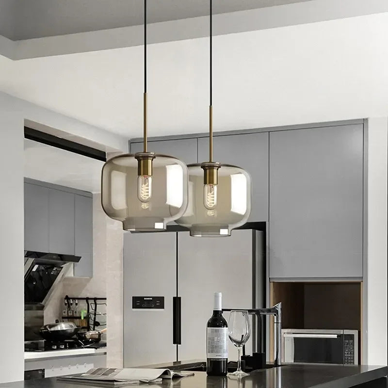Suspension nordique verre teinté LED Maison de la Lumière