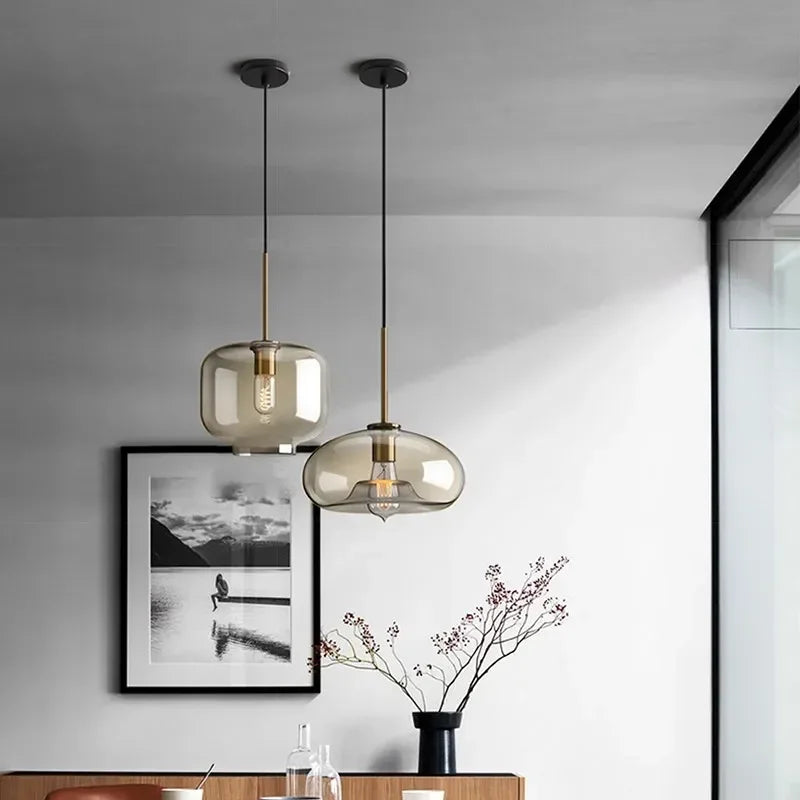 Suspension nordique verre teinté LED Maison de la Lumière