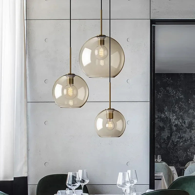 Suspension nordique verre teinté LED Maison de la Lumière