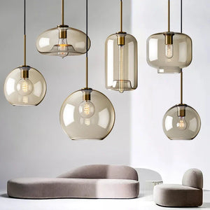 Suspension nordique verre teinté LED Maison de la Lumière
