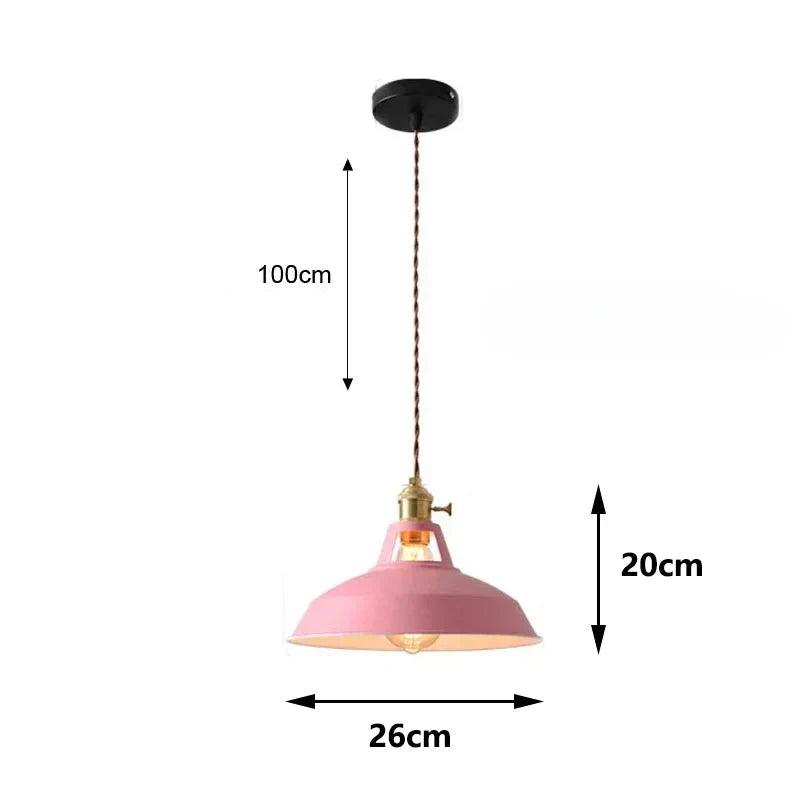 Suspension rétro industrielle colorée Rose / Blanc chaud (3000K) Maison de la Lumière
