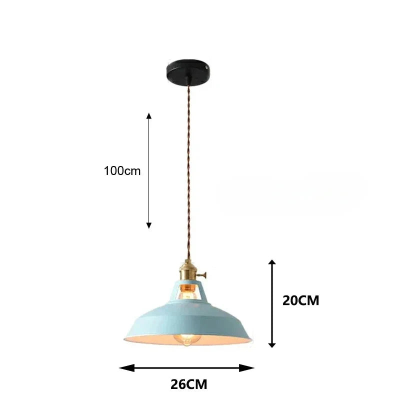 Suspension style rétro industrielle colorée Bleu / Blanc chaud (3000K) Mon Luminaire™