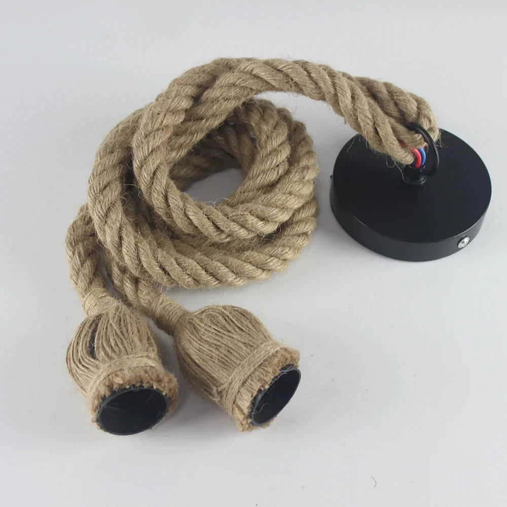 Suspension vintage en corde de chanvre 2 têtes / 50cm Mon Luminaire™
