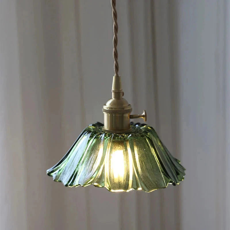 Suspensions vintage fleur en verre Maison de la Lumière