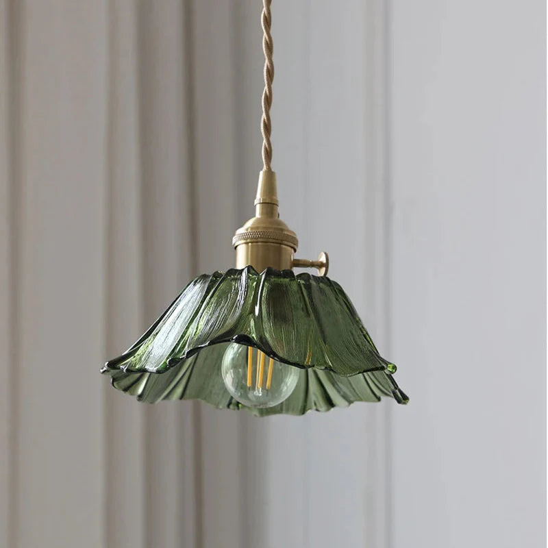 Suspensions vintage fleur en verre Maison de la Lumière